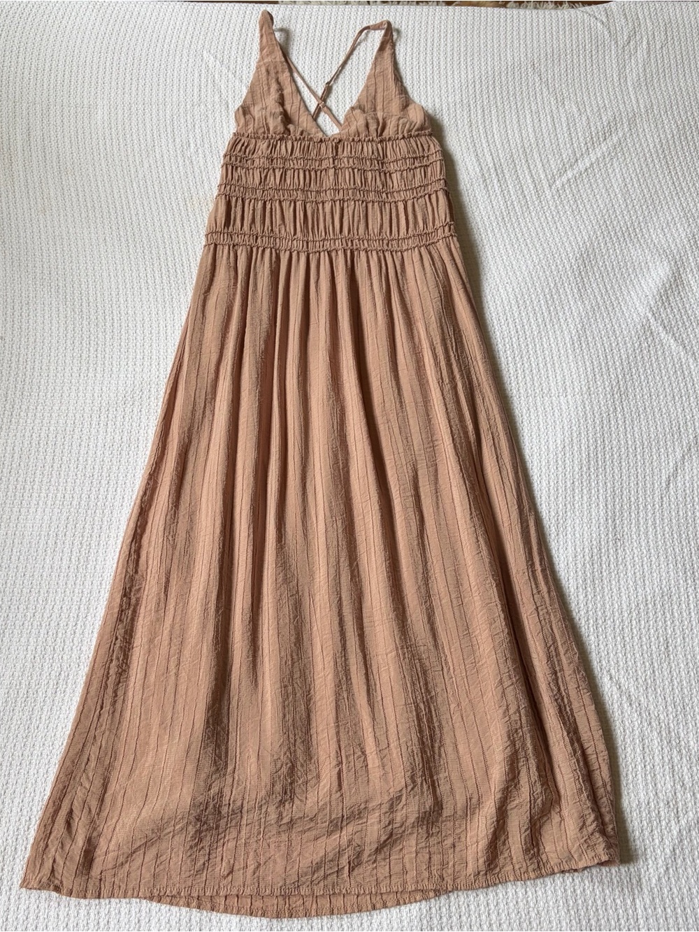 Zara Long Flowy Maxi Dress in Dusty Pink Beige Size Medium